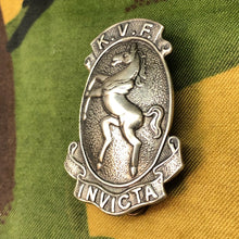 Load image into Gallery viewer, Original WW1 British Army Cap Badge - K.V.F. Kent Volunteer Fencibles - The Militaria Shop