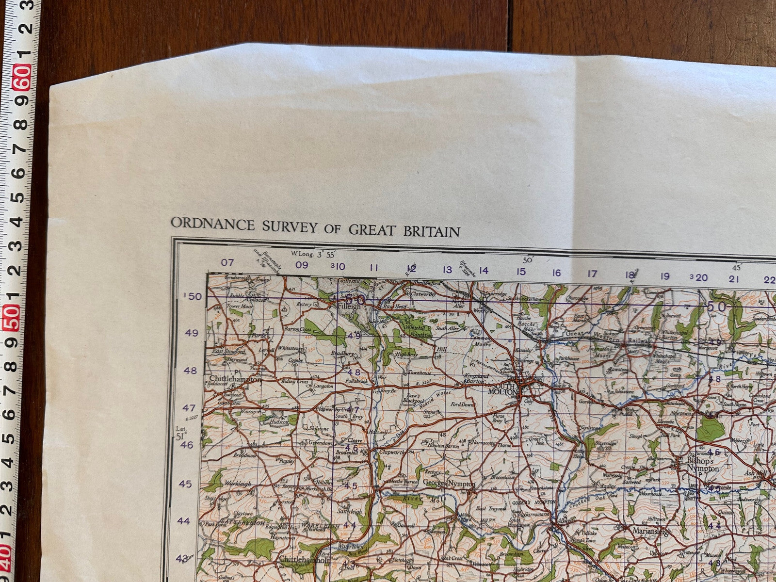Original WW2 British Army GSGS OS Map of England - Tiverton - The Militaria Shop