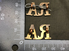 Load image into Gallery viewer, Original WW1 British Army Brass Shoulder Titles - Royal Artillery RA - The Militaria Shop