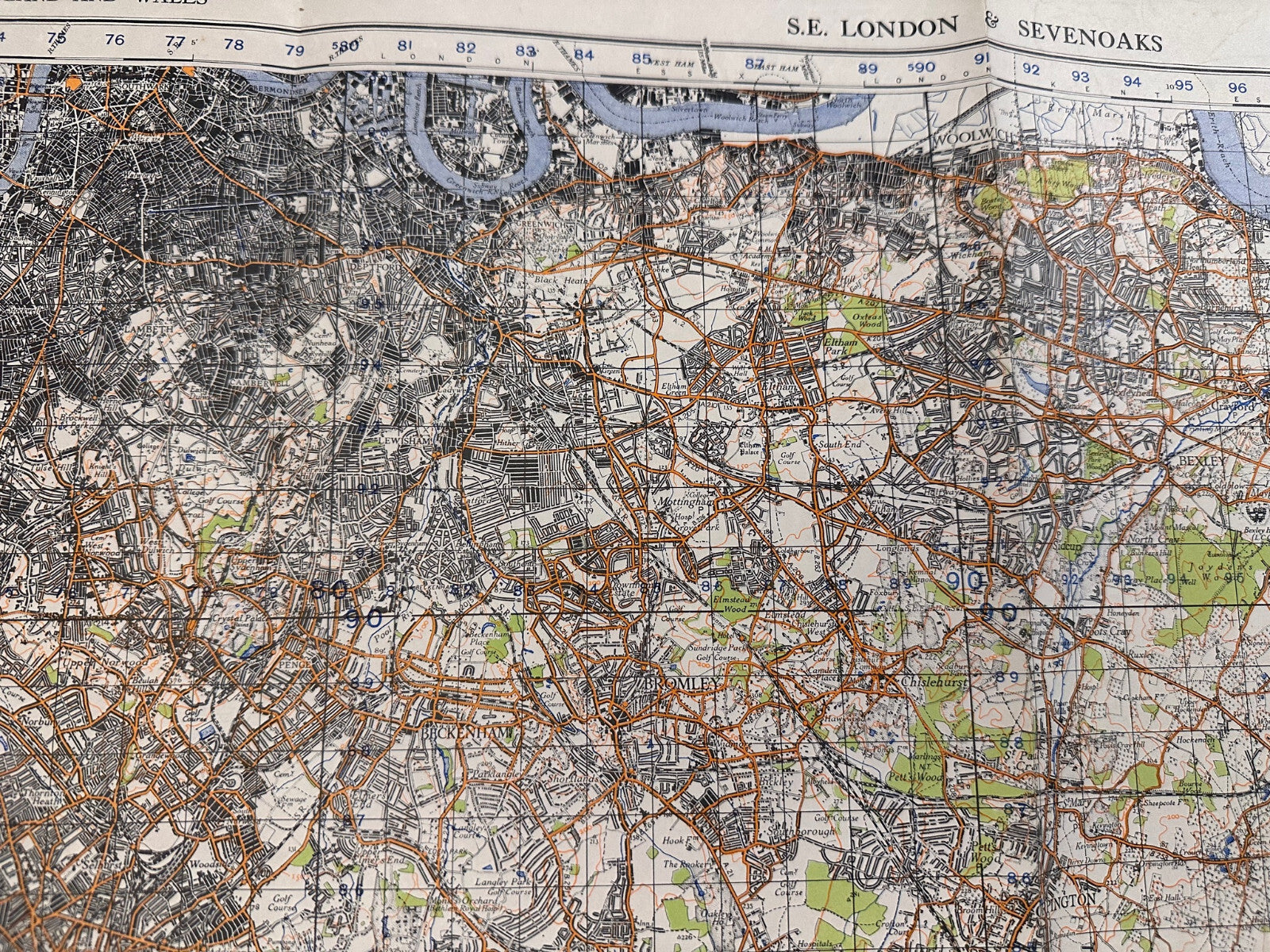 Original WW2 British Army GSGS OS Map of England - N.E London & Sevenoaks - The Militaria Shop