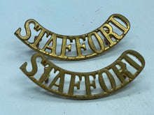Charger l'image dans la galerie, Original Pair of WW1 British Army Stafford Regiment Shoulder Titles - The Militaria Shop
