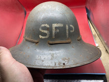 Load image into Gallery viewer, Original WW2 British Home Front SFP Supplementary Fire Party Helmet with Liner - The Militaria Shop