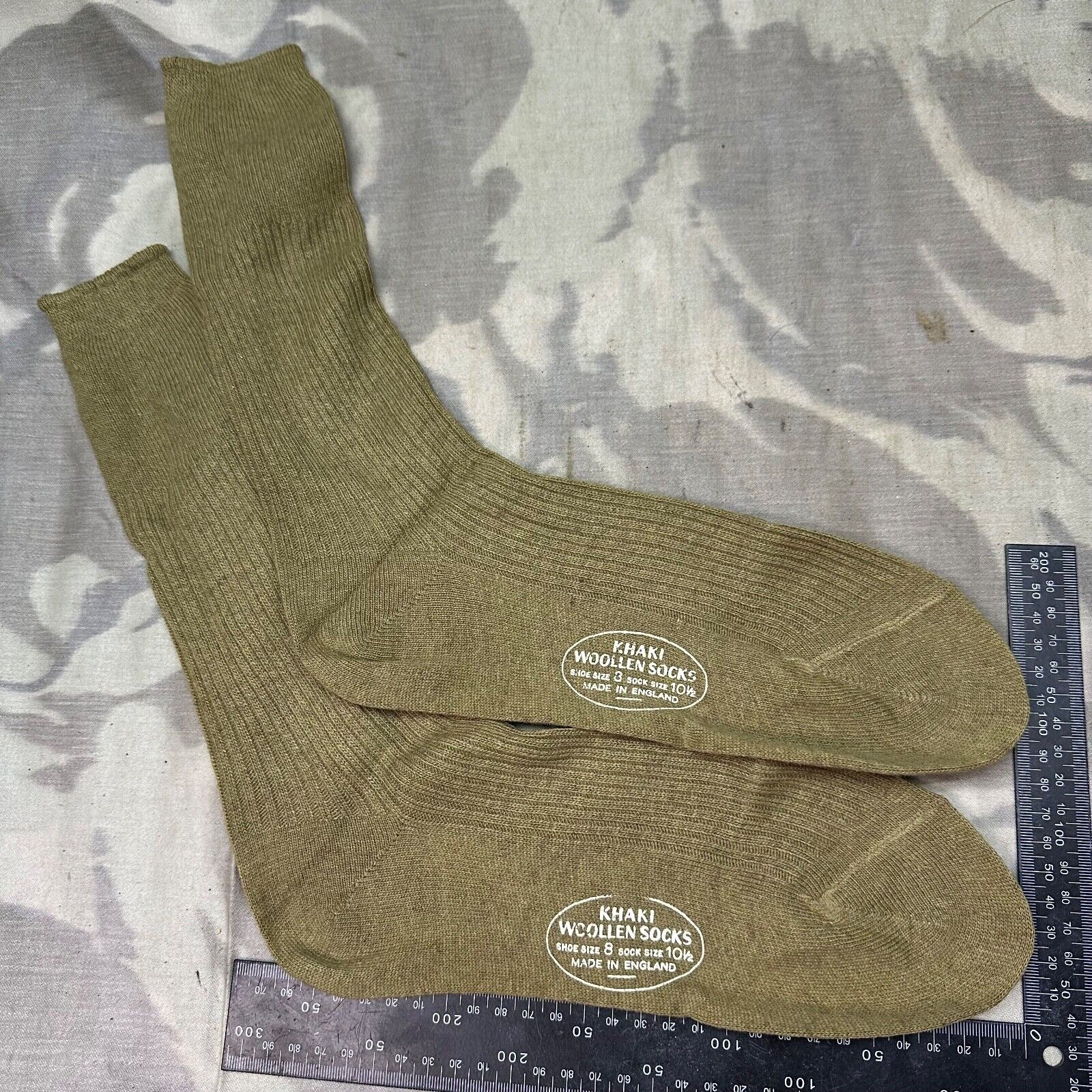 Original British Army WW2 New Old Stock Officers Wool Khaki Socks - Varied Sizes - The Militaria Shop