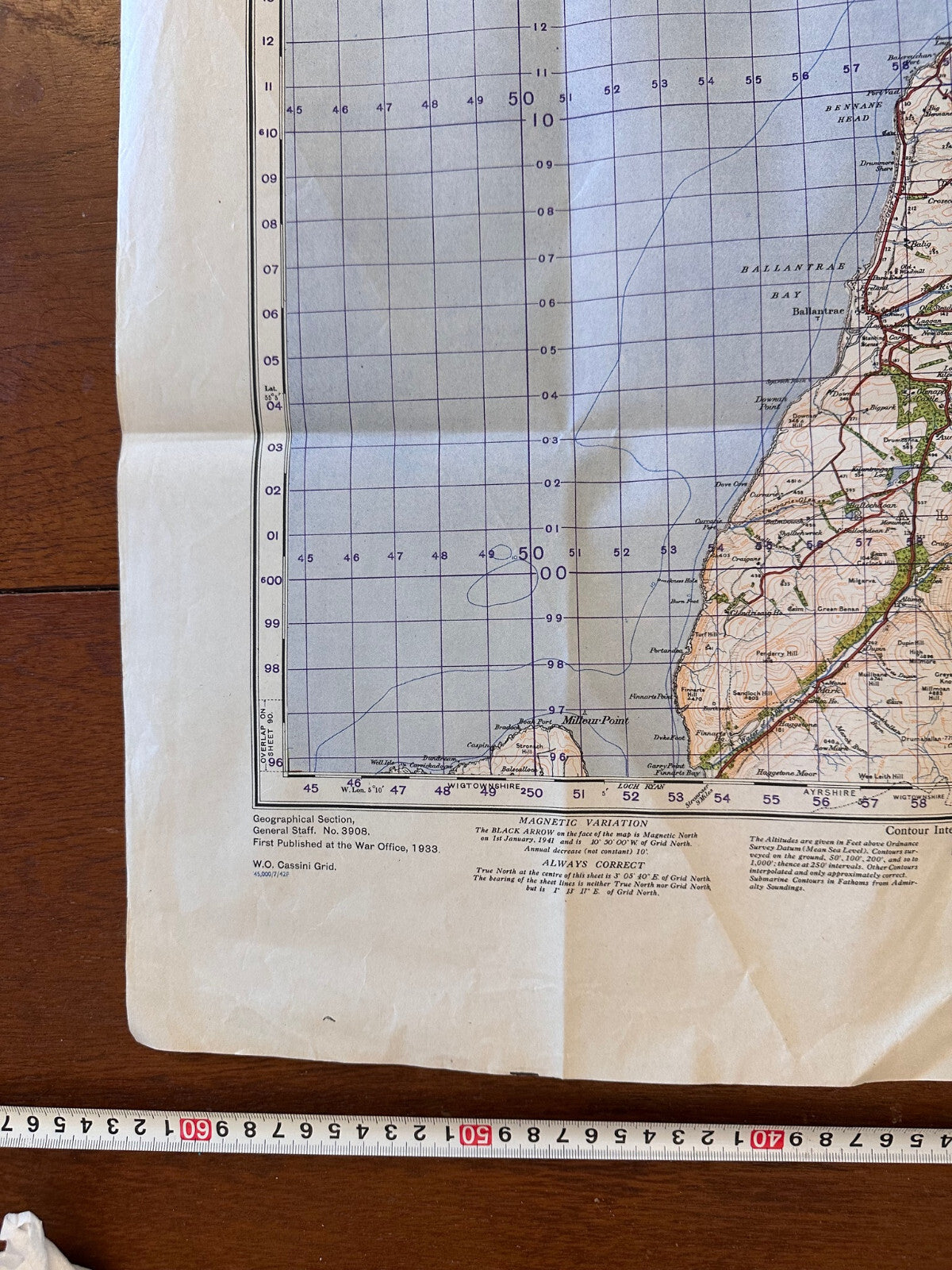 Original WW2 British Army GSGS Map of Scotland - Auksa Craig & Girvan - The Militaria Shop