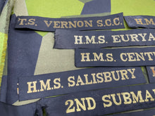 Lade das Bild in den Galerie-Viewer, British Royal Navy Quantity of Cap Tallies - Job Lot - The Militaria Shop