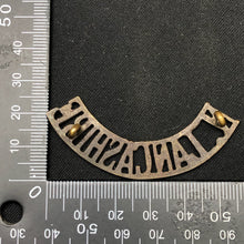 Load image into Gallery viewer, Original WW1 British Army Brass Shoulder Title - North Lancashire - The Militaria Shop