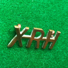Load image into Gallery viewer, Original WW2 British Army Brass Shoulder Title - 10th Royal Hussars Regiment XRH - The Militaria Shop