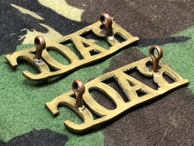 Load image into Gallery viewer, Original WW2 British Army Brass Shoulder Titles - RAOC Royal Army Ordnance Corps - The Militaria Shop