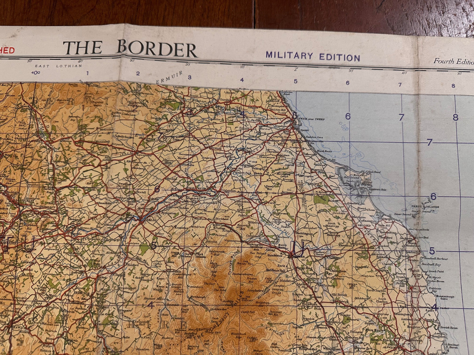 Original WW2 British Army RAF Navy Base Map of England - The Border of Scotland - The Militaria Shop