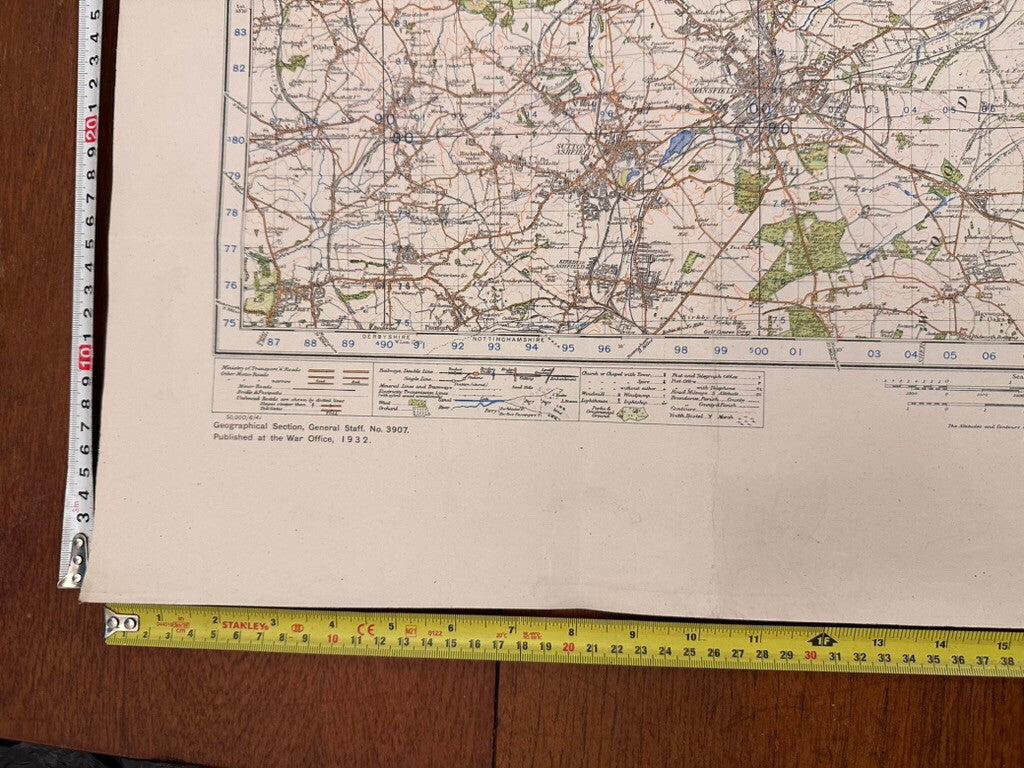 Original WW2 British Army GSGS OS Map of England - The Dukeries - The Militaria Shop