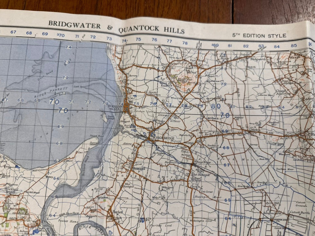 Original WW2 British Army GSGS OS Map of Great Britain - Bridgewater & Quantock - The Militaria Shop