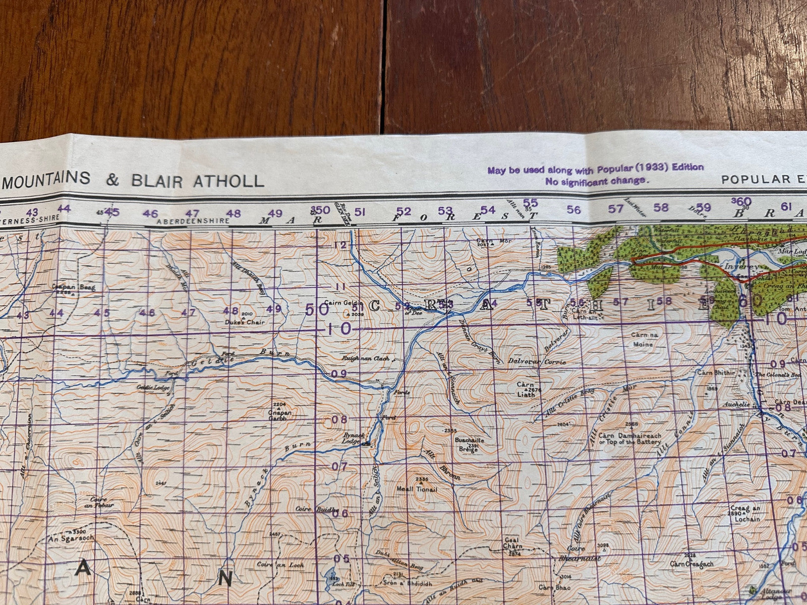 Original WW2 British Army OS Map of Scotland - Grampian Mountains & Blair Atholl - The Militaria Shop