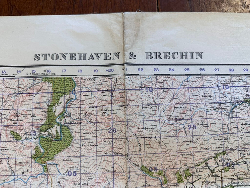 Original WW2 British Army GSGS Map of Scotland - Stonehaven & Brechin - The Militaria Shop