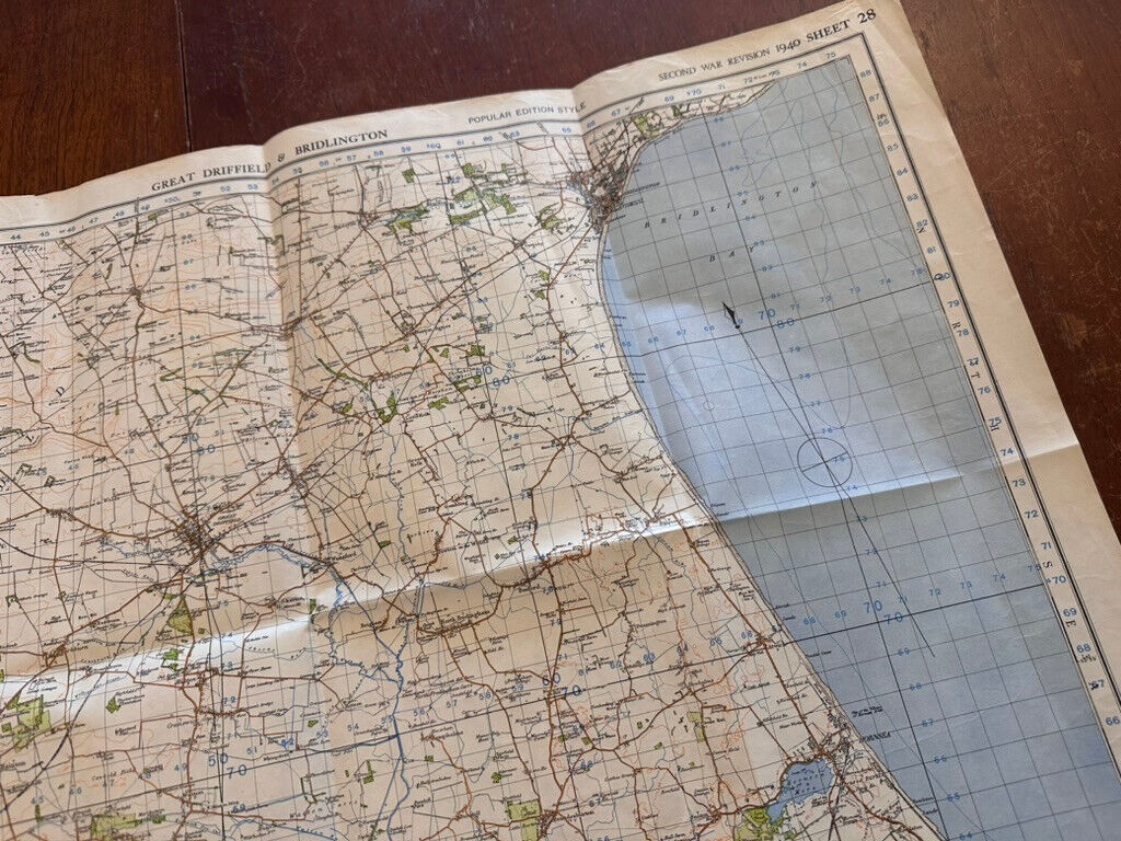 Original WW2 British Army OS Map of England & Wales -Great Driffield Bridlington - The Militaria Shop