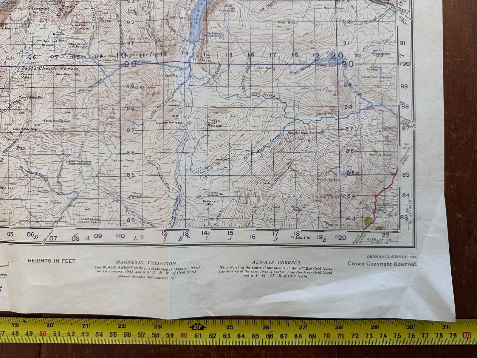 Original WW2 British Army OS Map of Scotland - Loch Ericht & Loch Laggan - The Militaria Shop