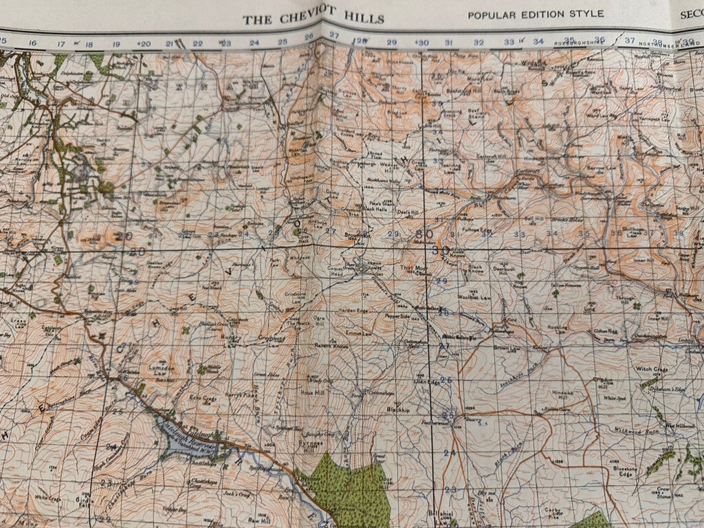 Original WW2 British Army GSGS Map of Scotland - The Cheviot Hills - The Militaria Shop