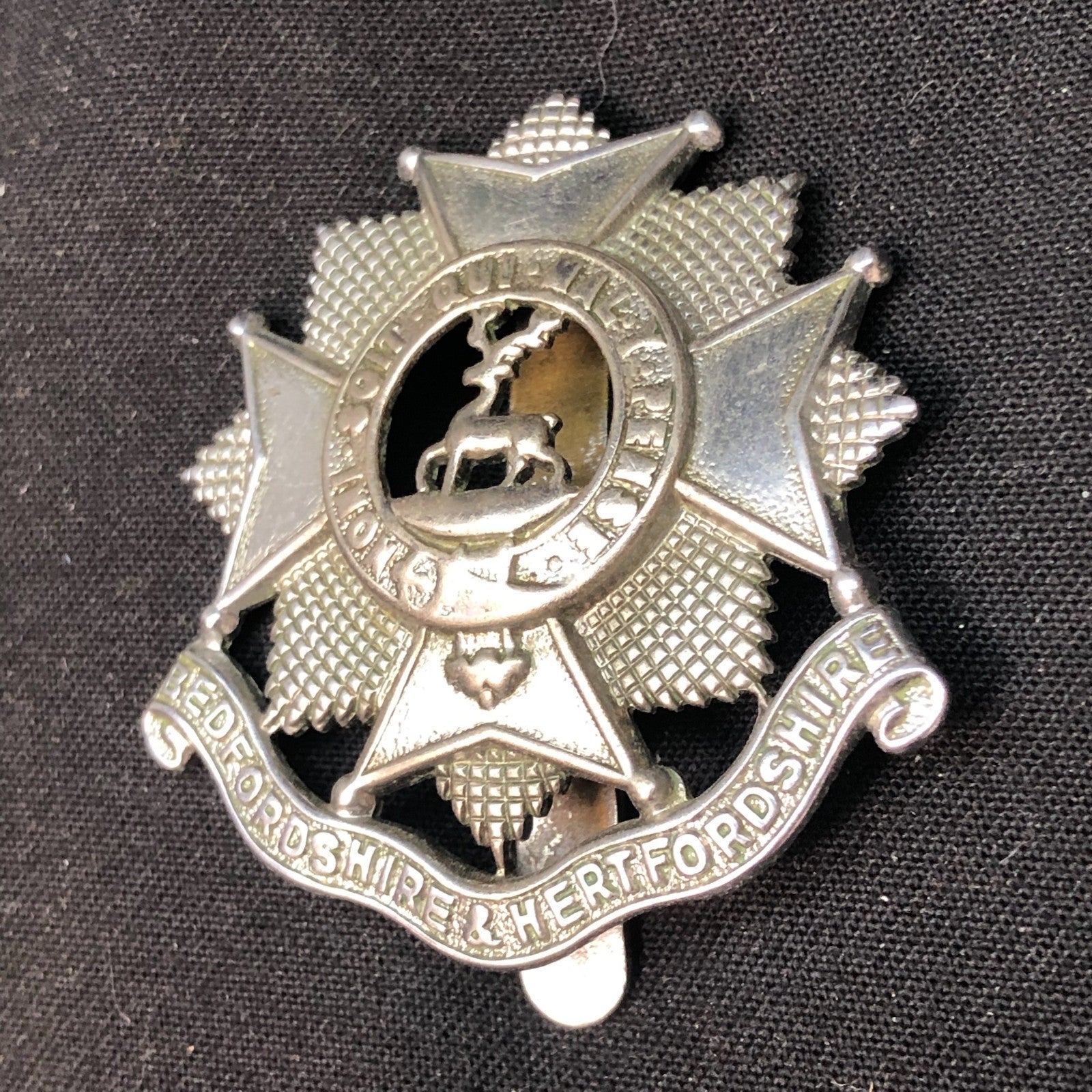 Original WW2 British Army Cap Badge - Bedfordshire and Hertfordshire Regiment - The Militaria Shop