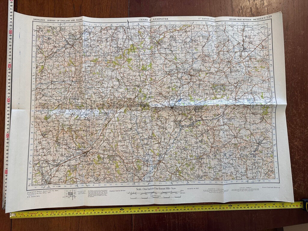 Original WW2 British Army GSGS OS Map of England & Wales - Chard & Axminster - The Militaria Shop