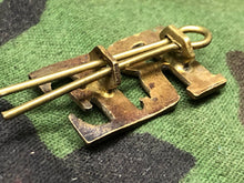 Load image into Gallery viewer, Original WW2 British Army Brass Shoulder Title - RE - Royal Engineers - The Militaria Shop