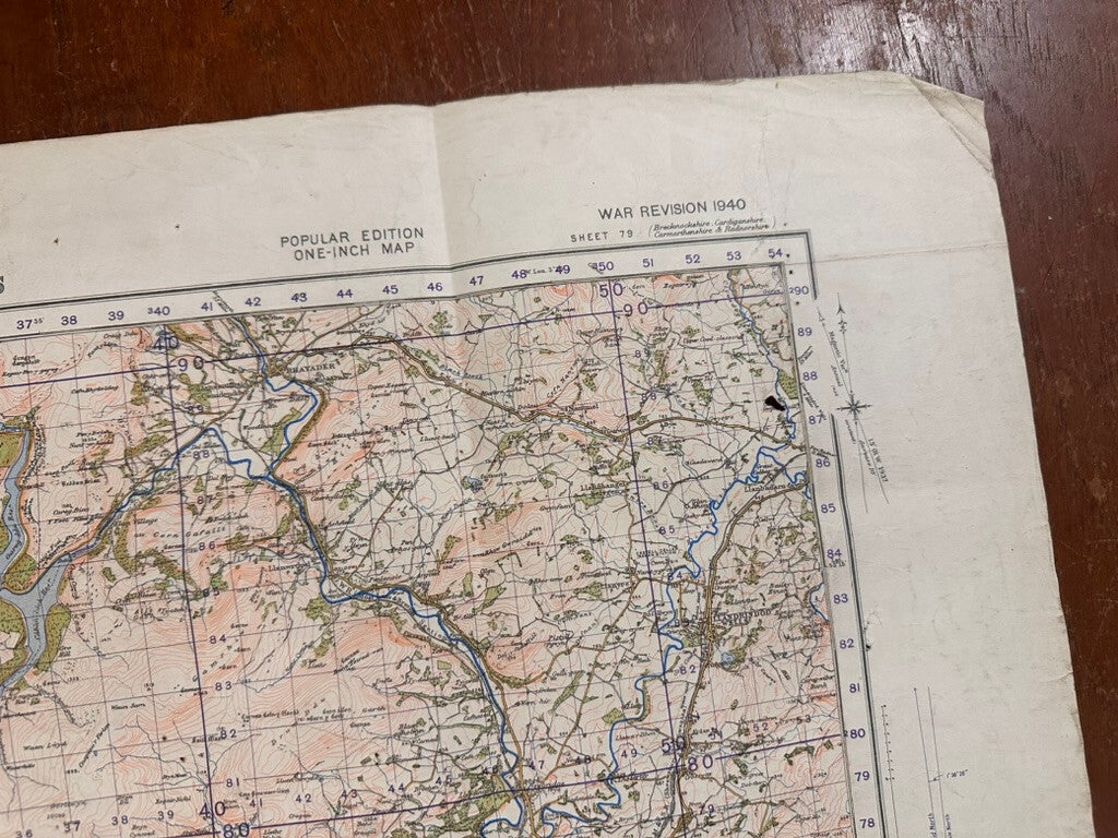 Original WW2 British Army GSGS OS Map of Great Britain - Llandrindod Wells - The Militaria Shop