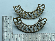 Lade das Bild in den Galerie-Viewer, Original Pair of WW1 British Army Foresters Regiment Shoulder Titles - The Militaria Shop