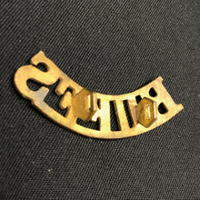 Load image into Gallery viewer, Original WW1 British Army Brass Shoulder Title - The Buffs East Kent Regiment - The Militaria Shop