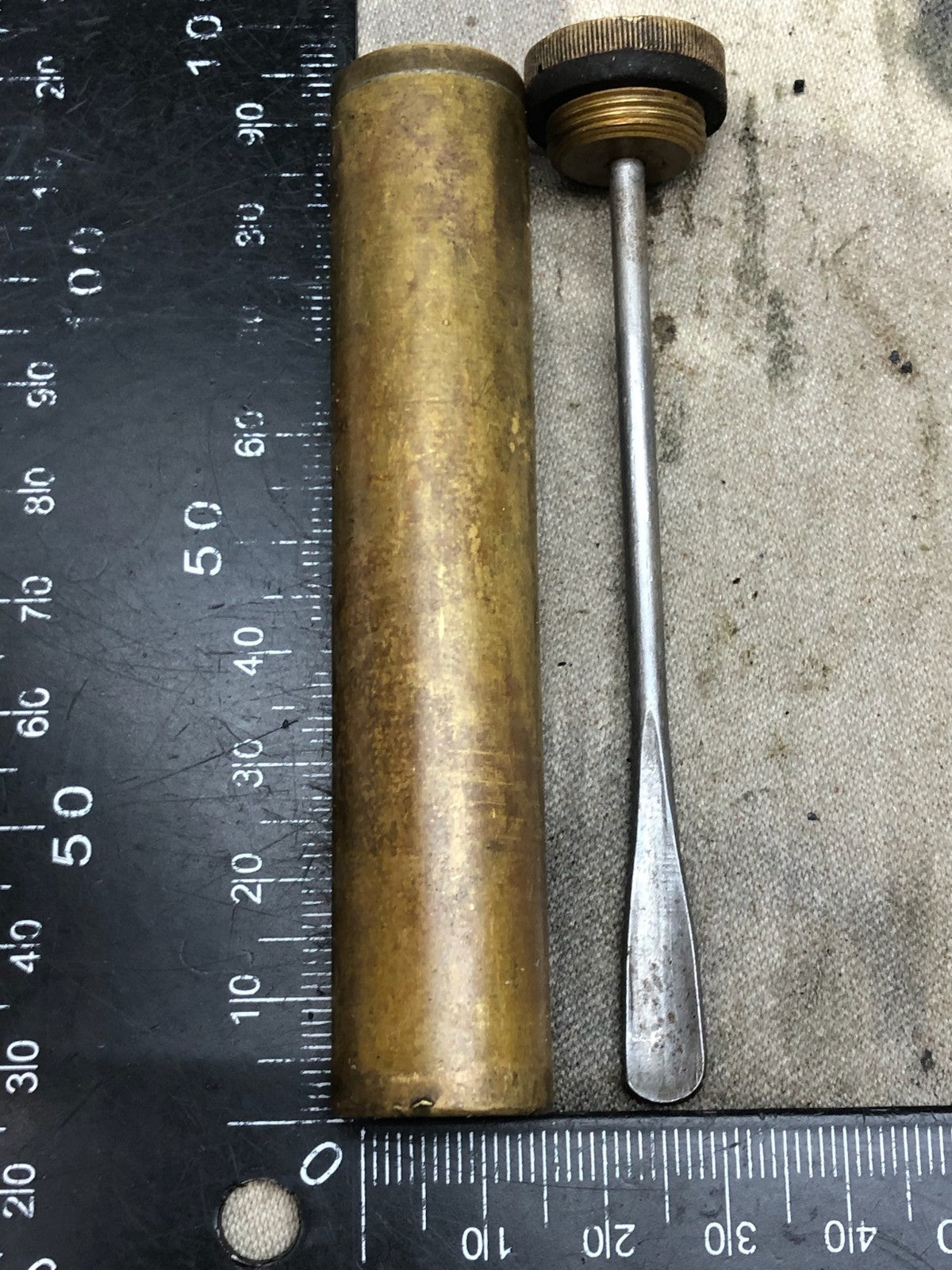 Original WW1 British Army SMLE Enfield Brass Oil Bottle - P-H Maker Marked - The Militaria Shop