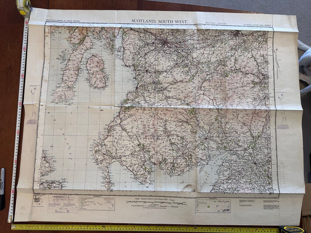 Original WW2 British Army GSGS OS Map of Scotland - South West - The Militaria Shop