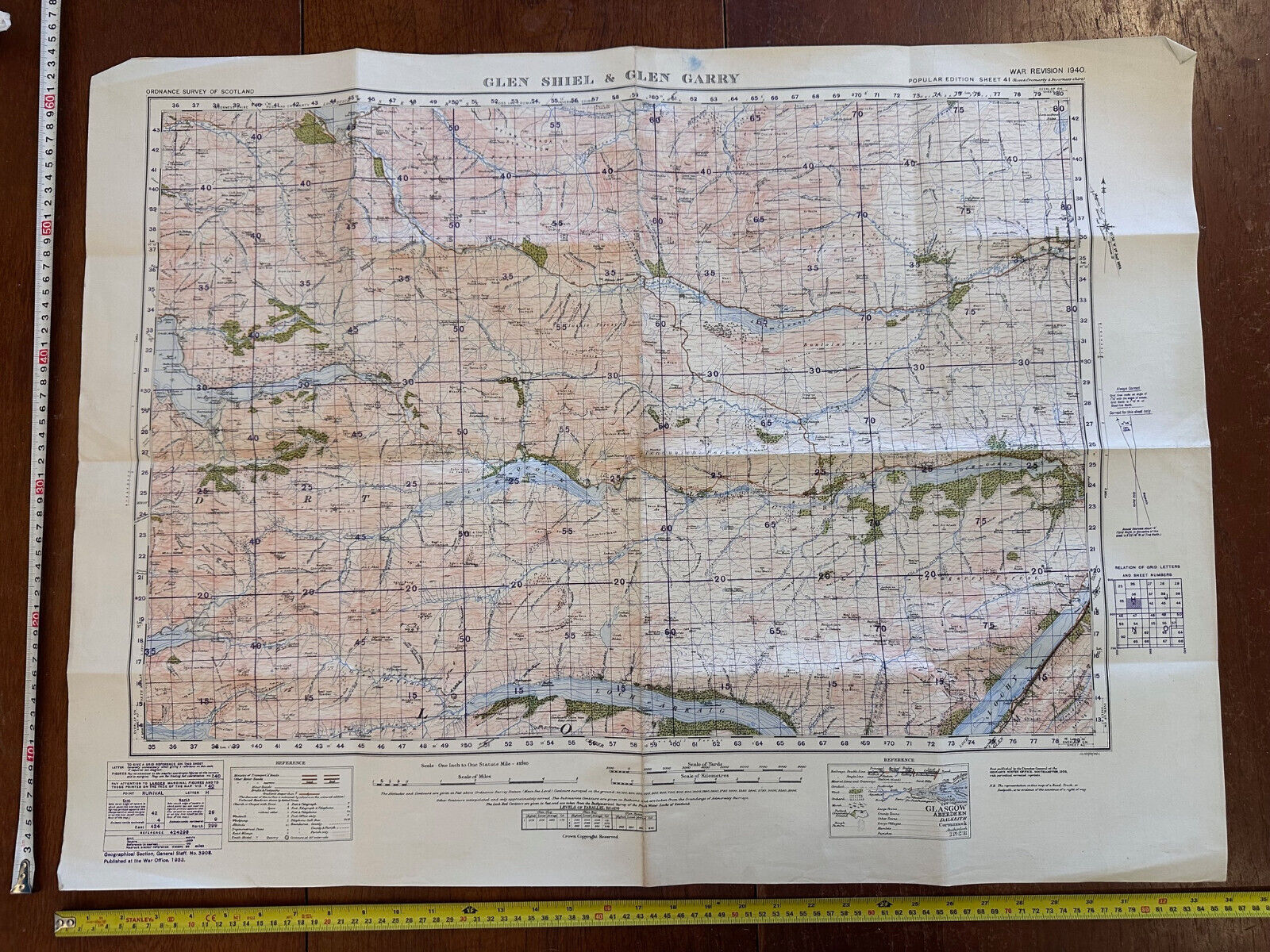 Original WW2 British Army GSGS Map of Scotland - Glen Shiel & Glen Garry - The Militaria Shop