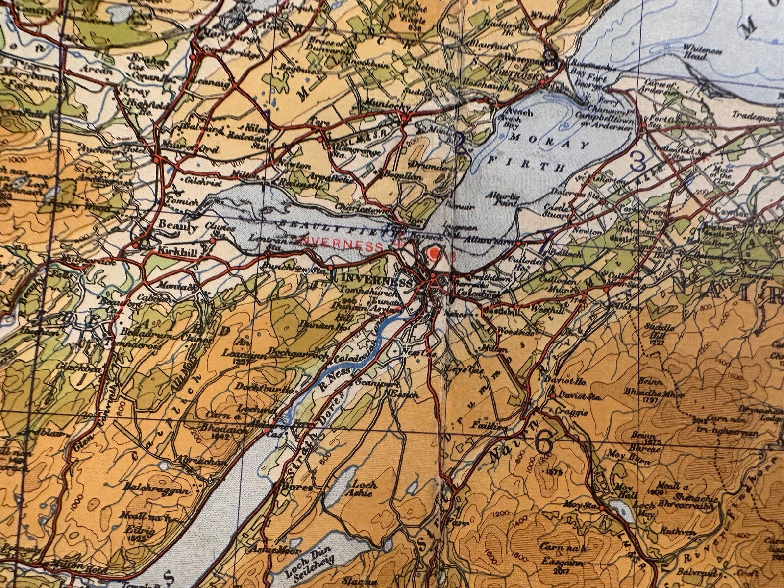 Original WW2 British Army RAF Navy Base Map of Scotland - The Eastern Highlands - The Militaria Shop
