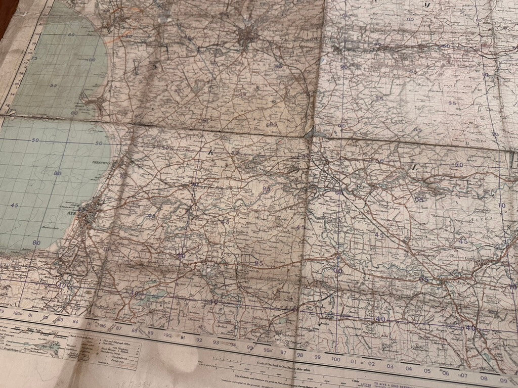 Original WW2 British Army GSGS OS Map of Scotland - Kilmarnock & Ayr - The Militaria Shop