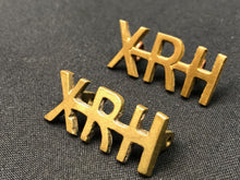 Load image into Gallery viewer, Original WW1 British Army Brass Shoulder Titles - 10th Royal Hussars XRH - The Militaria Shop