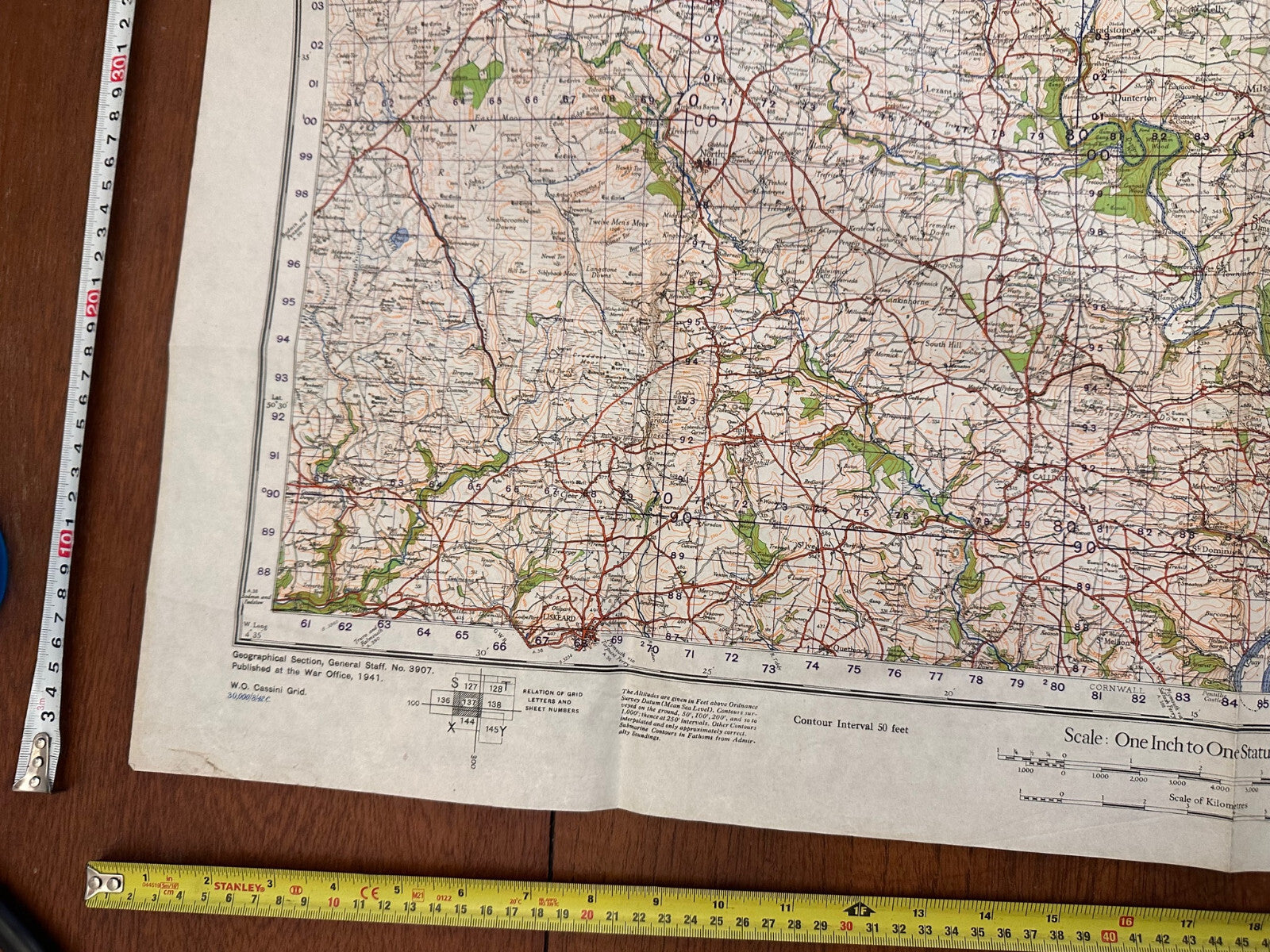 Original WW2 British Army GSGS OS Map of England - Tavistock & Okehampton - The Militaria Shop