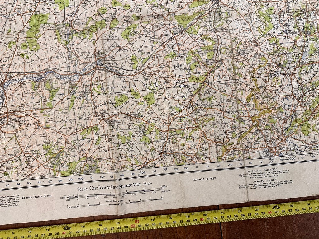Original WW2 British Army GSGS OS Map of England - Winchester - The Militaria Shop