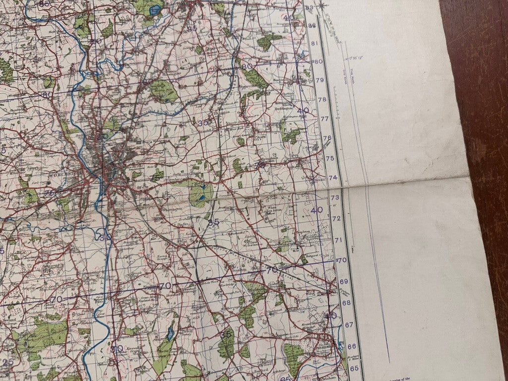 Original WW2 British Army GSGS OS Map of Great Britain - Worcester - The Militaria Shop