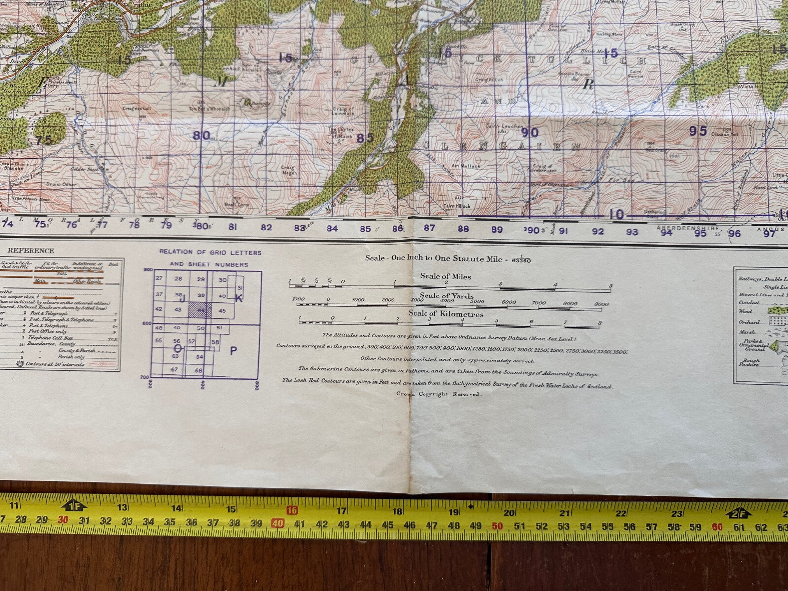 Original WW2 British Army OS Map of Scotland - Ballater & Strathdon - The Militaria Shop