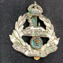 Load image into Gallery viewer, Genuine WW2 British Army Brass Cap Badge - East Lancashire Regiment - The Militaria Shop