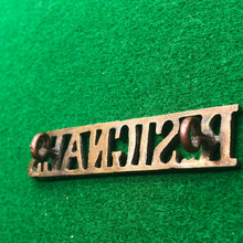 Load image into Gallery viewer, Original WW2 British Army Brass Shoulder Title - Royal Signals - The Militaria Shop