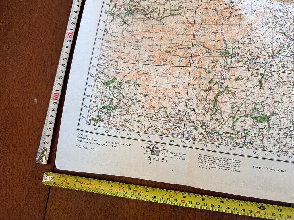Original WW2 British Army GSGS OS Map of England & Wales - Ribblesdale - The Militaria Shop