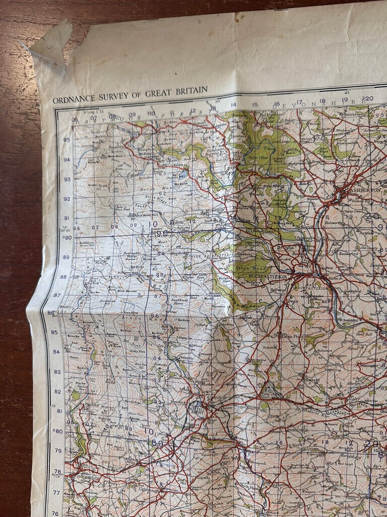 Original WW2 British Army GSGS OS Map of England & Wales - Torquay - The Militaria Shop