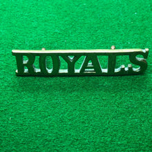Load image into Gallery viewer, Original WW2 British Army Brass Shoulder Title - The Blues & Royals - The Militaria Shop