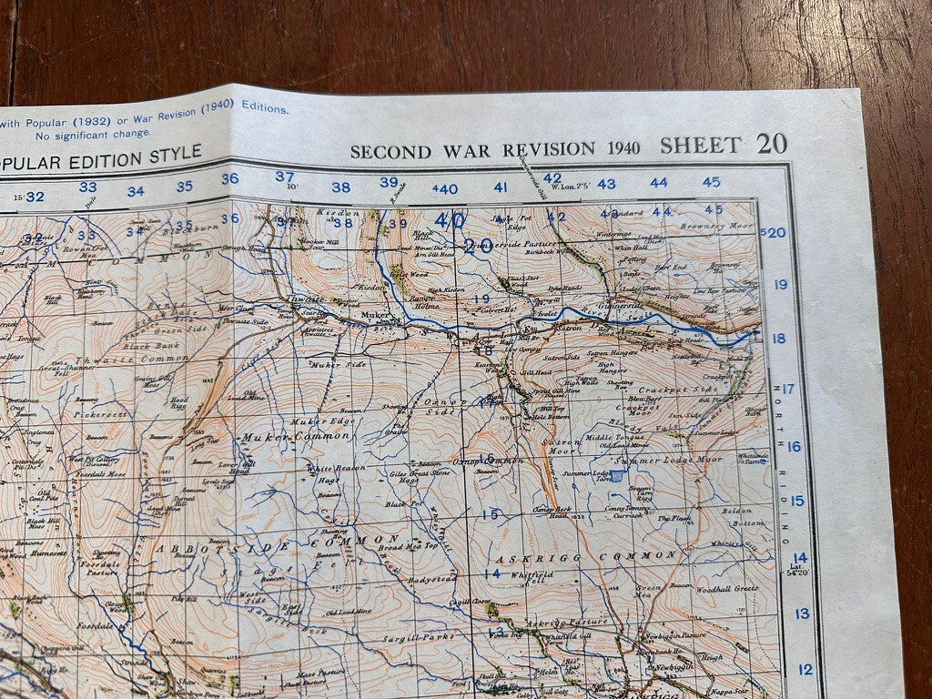 Original WW2 British Army GSGS Map of Scotland - Kirkby Londsale & Hawes - The Militaria Shop
