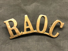 Load image into Gallery viewer, Original WW2 British Army Brass Shoulder Title - Royal Army Ordnance Corps RAOC - The Militaria Shop