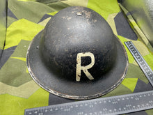 Load image into Gallery viewer, Original WW2 British Home Front Rescue Helmet with Liner & Chinstrap - The Militaria Shop