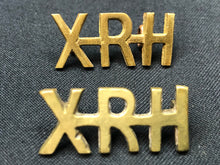 Load image into Gallery viewer, Original WW1 British Army Brass Shoulder Titles - 10th Royal Hussars XRH - The Militaria Shop