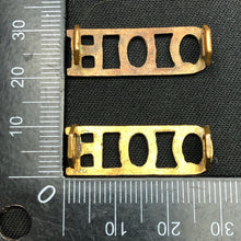 Load image into Gallery viewer, Original WW2 British Army Queen's Own Hussars Q.O.H Brass Shoulder Titles - The Militaria Shop