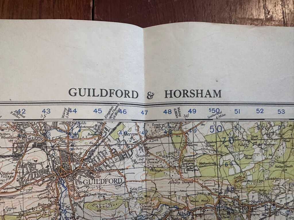 Original WW2 British Army GSGS OS Map of England & Wales - Guildford & Horsham - The Militaria Shop