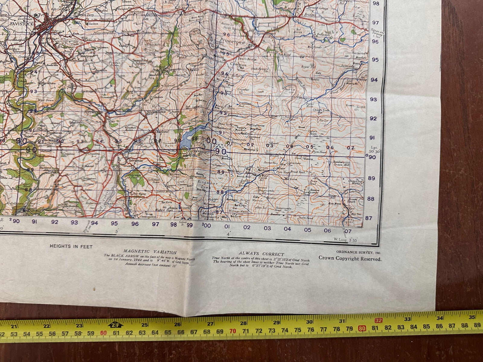 Original WW2 British Army GSGS OS Map of England - Tavistock & Okehampton - The Militaria Shop
