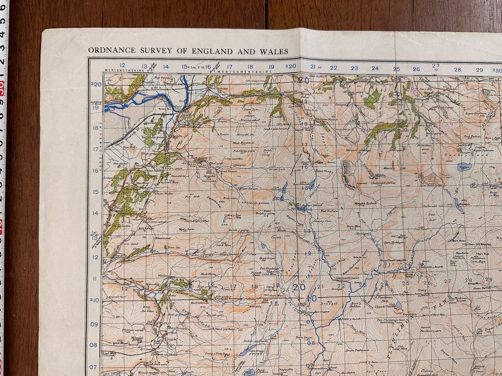Original WW2 British Army GSGS OS Map of Great Britain - Llanidloes - The Militaria Shop