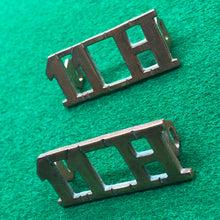 Load image into Gallery viewer, Original WW1 British Army Brass Shoulder Titles - 11th Hussars - The Militaria Shop